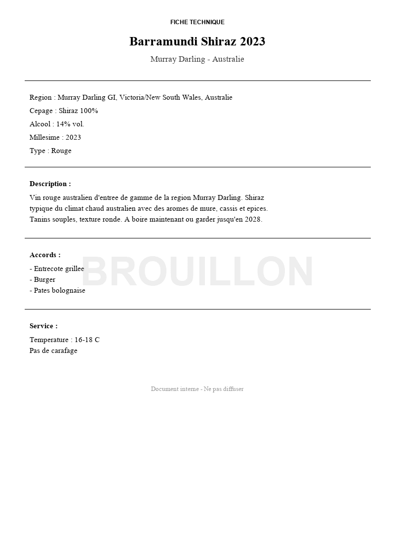 Fiche technique classique - avant